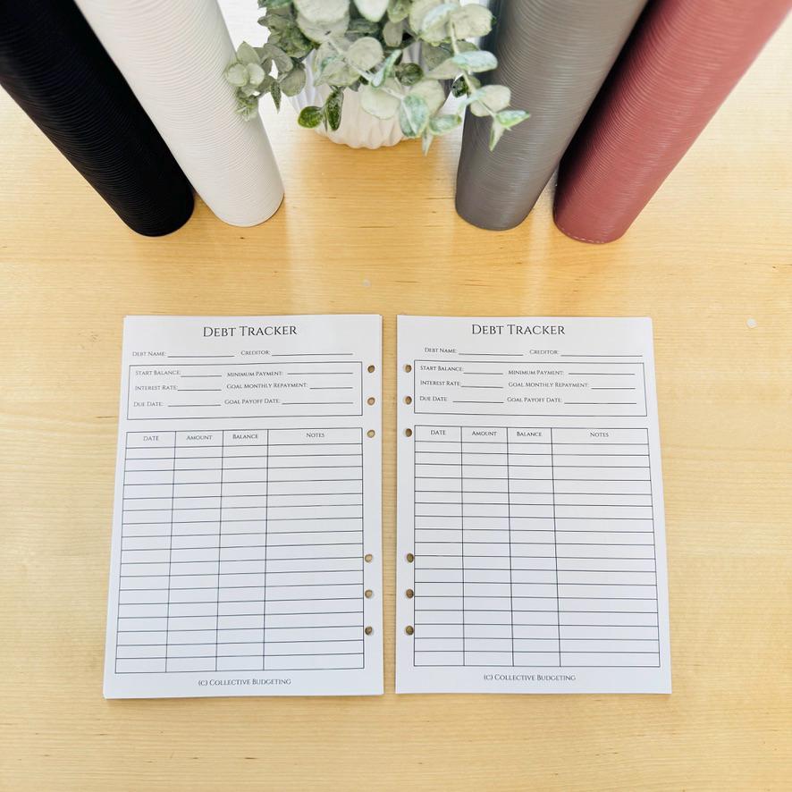 A5 Debt Tracker Budget Binder Insert: Loan Payoff & Cash Stuffing Tool