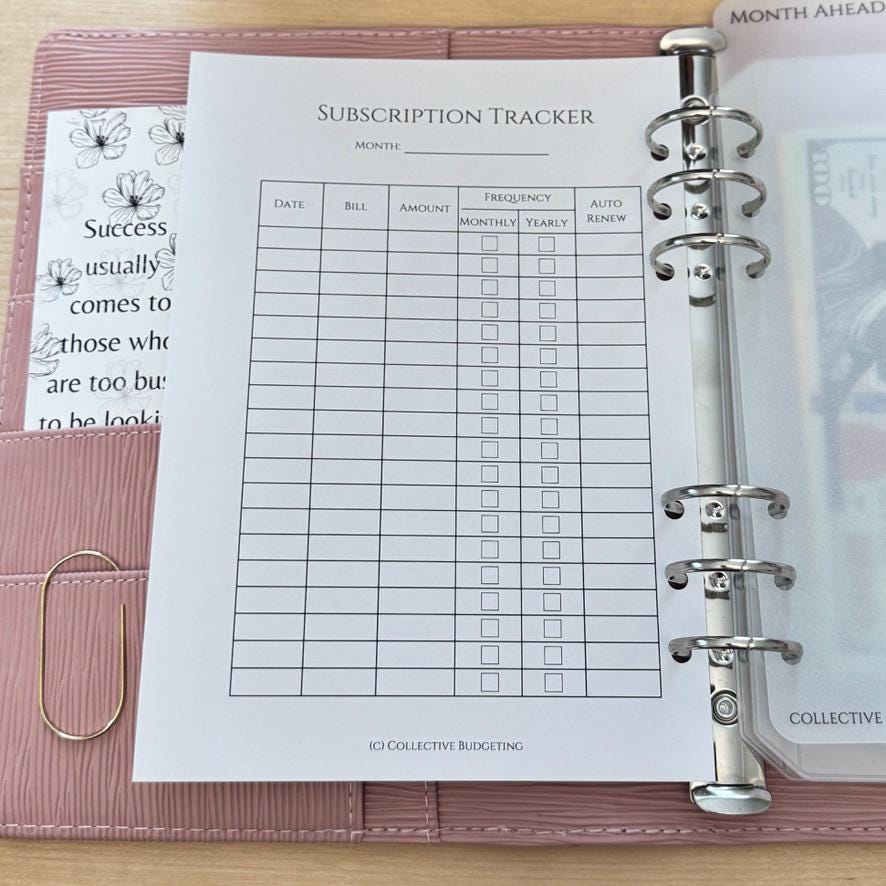 A5 Subscription Tracker Insert: Double-Sided Budget Planner Page