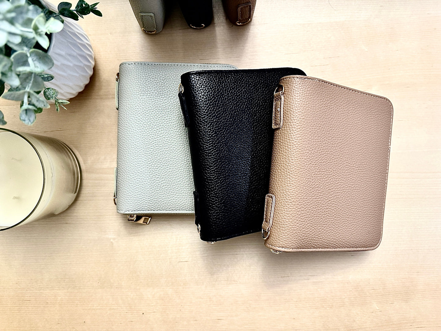 A7 Oversized Litchi Pebble Budget Wallet Binder: Zipper Closure & Card Slots | Cash Stuffing