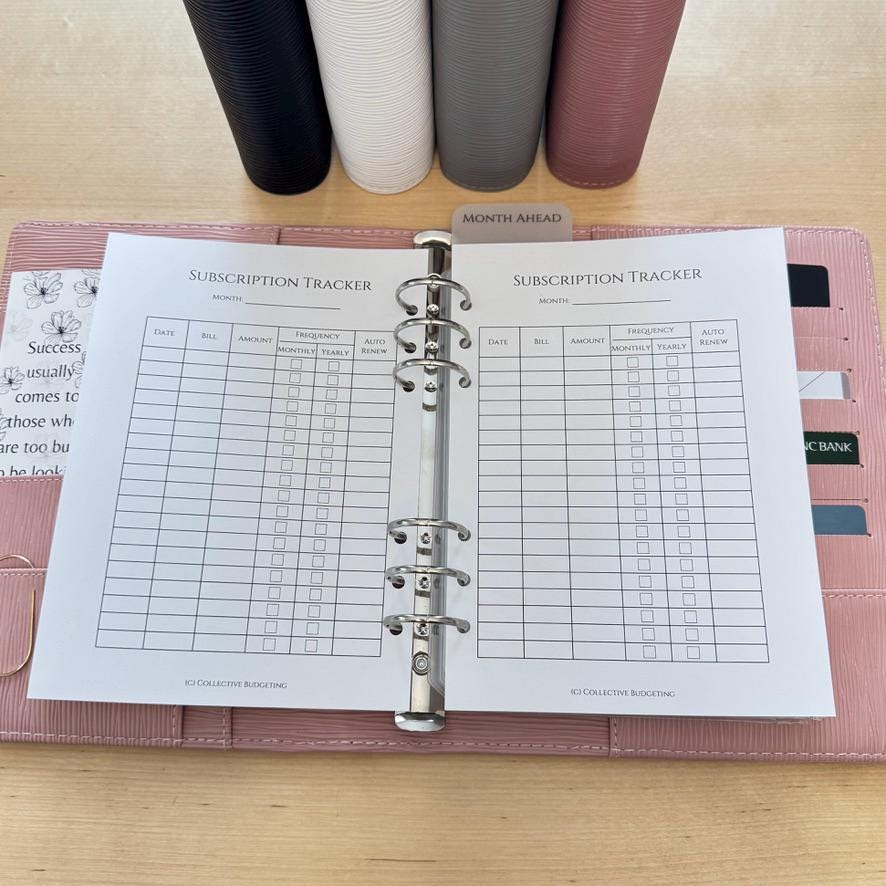 A5 Subscription Tracker Insert: Double-Sided Budget Planner Page