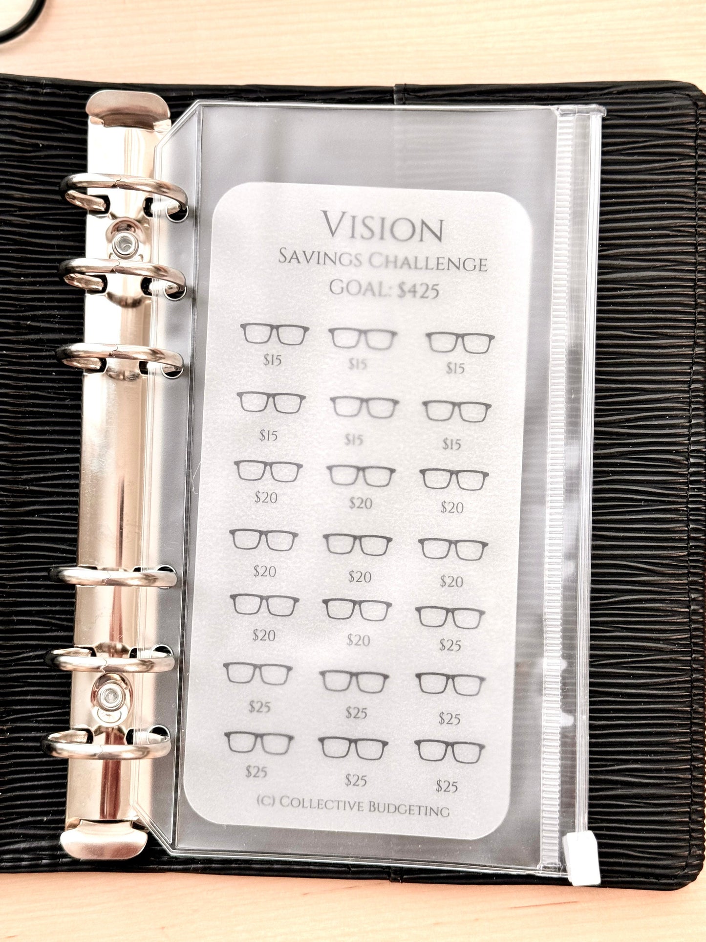 Vision Care Savings Challenge Tracker: Glasses, Contacts & Eye Exam | Laminated Vellum