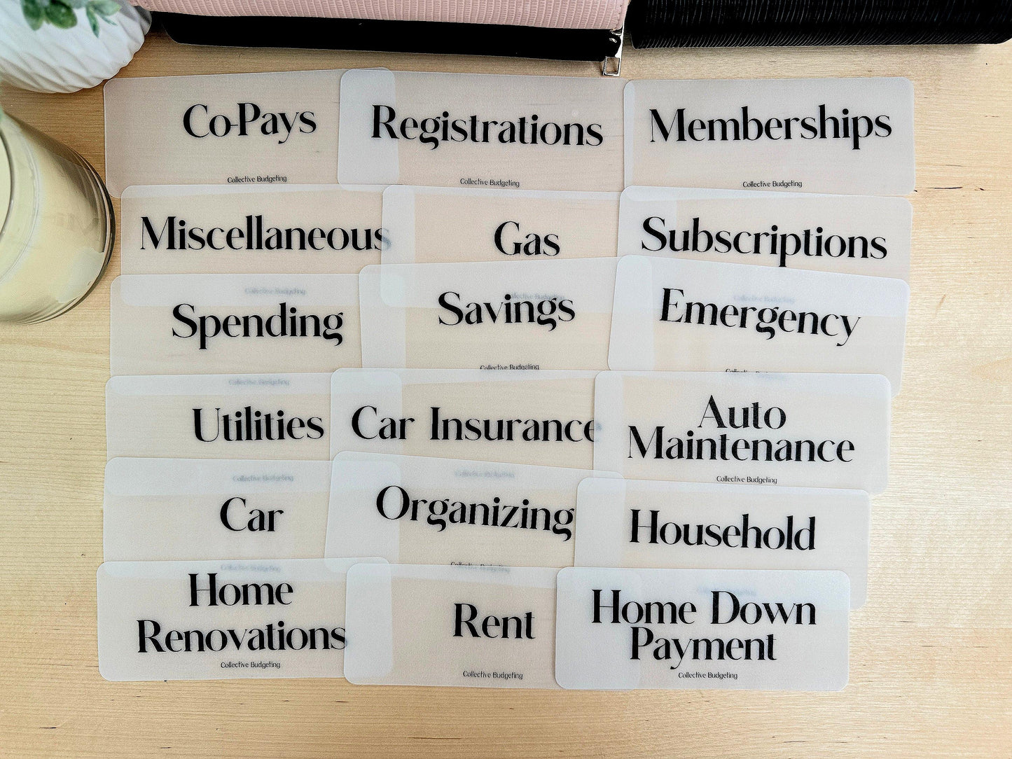 Cash Envelope Placeholders: Laminated Vellum Budgeting Inserts for Dave Ramsey System