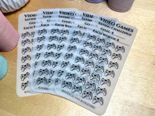 Video Game Savings Challenge: Laminated Vellum Cash Tracker