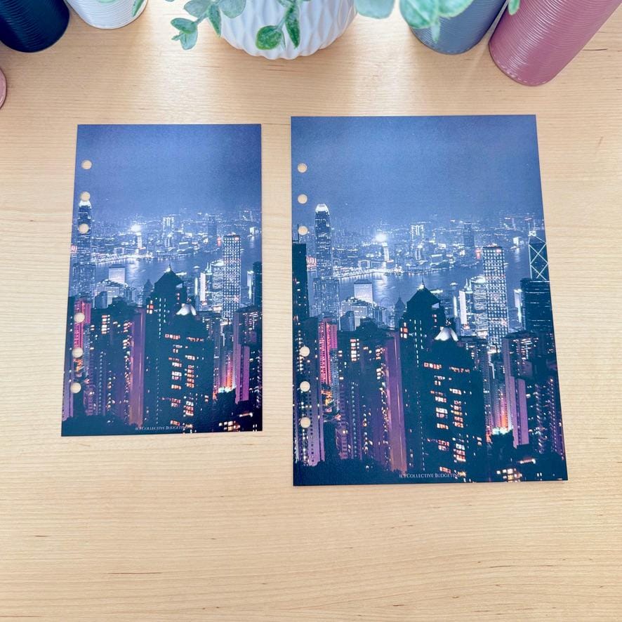 City Lights Budget Binder Dashboard: Decorative Cover Insert | A5 A6 Cash Stuffing