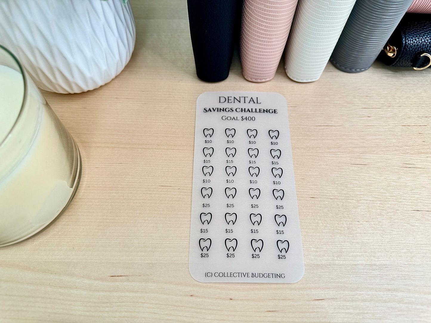 Dental Savings Challenge Tracker: Braces, Cleanings & Dental Costs | Laminated Vellum