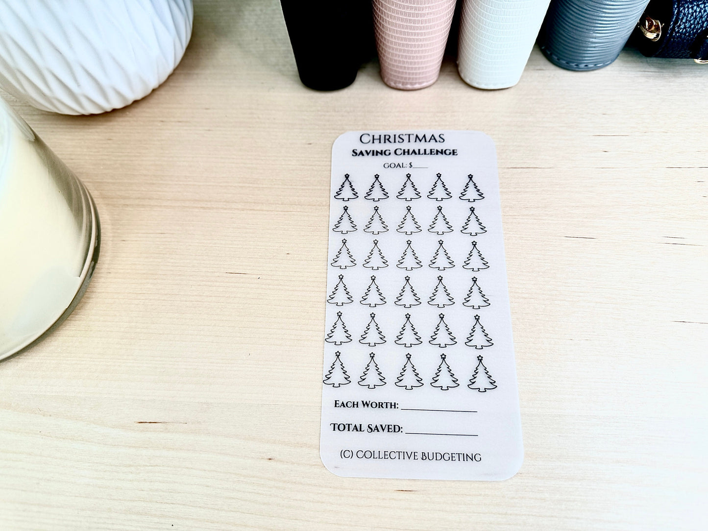 Christmas Tree Cash Savings Challenge: Laminated Vellum Budget Tracker