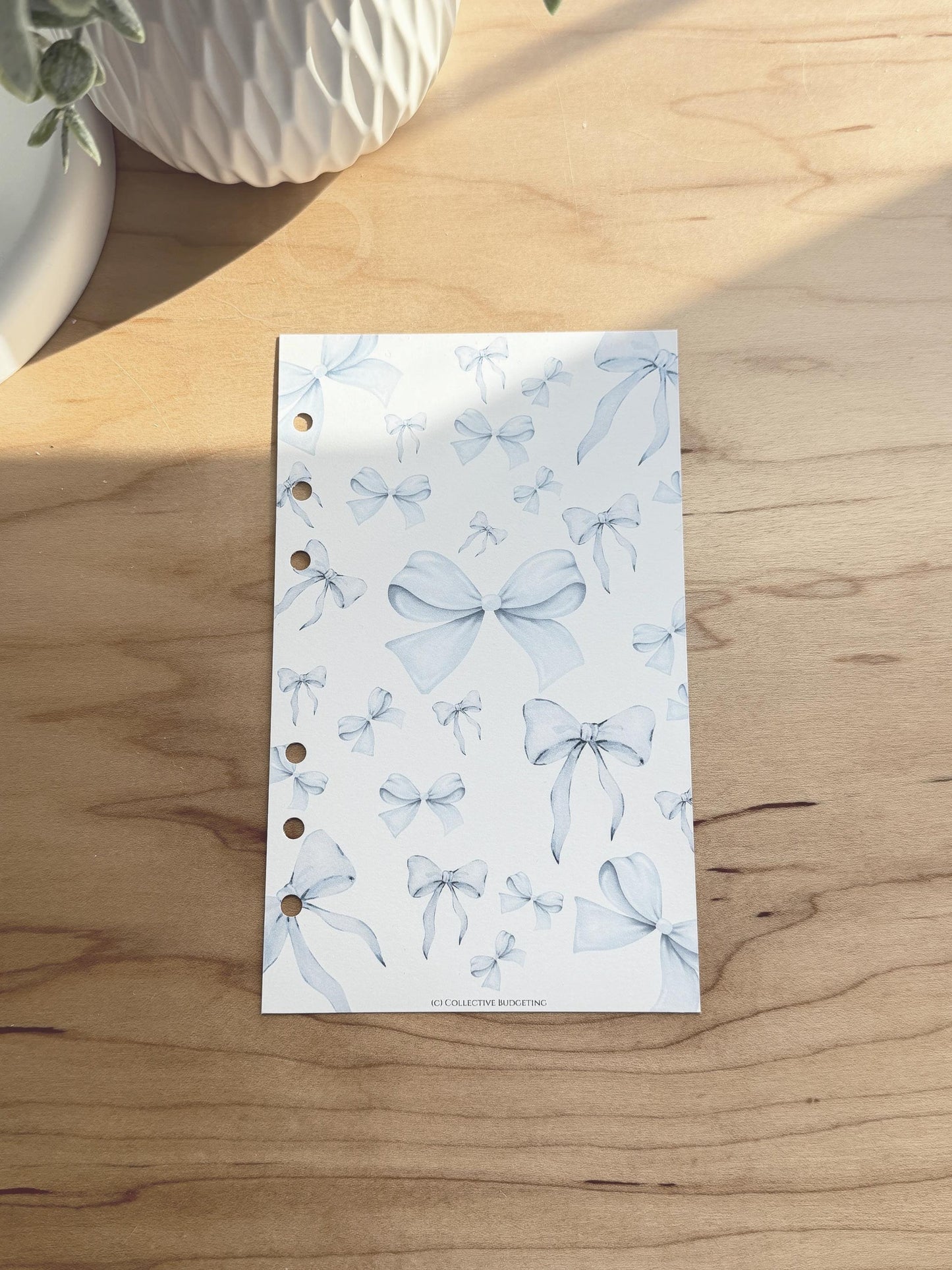 Blue Bow Budget Binder Dashboard: Decorative Cover Insert | A5 A6 Cash Envelope Binder