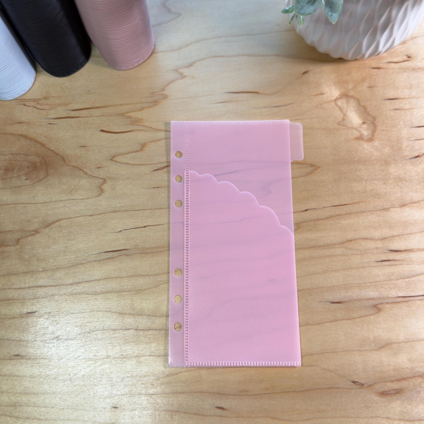 A6 Scalloped Pocket Envelopes | 2-Pocket Binder Inserts | Clear • White • Pink | Reinforced Edges | Cash Stuffing |