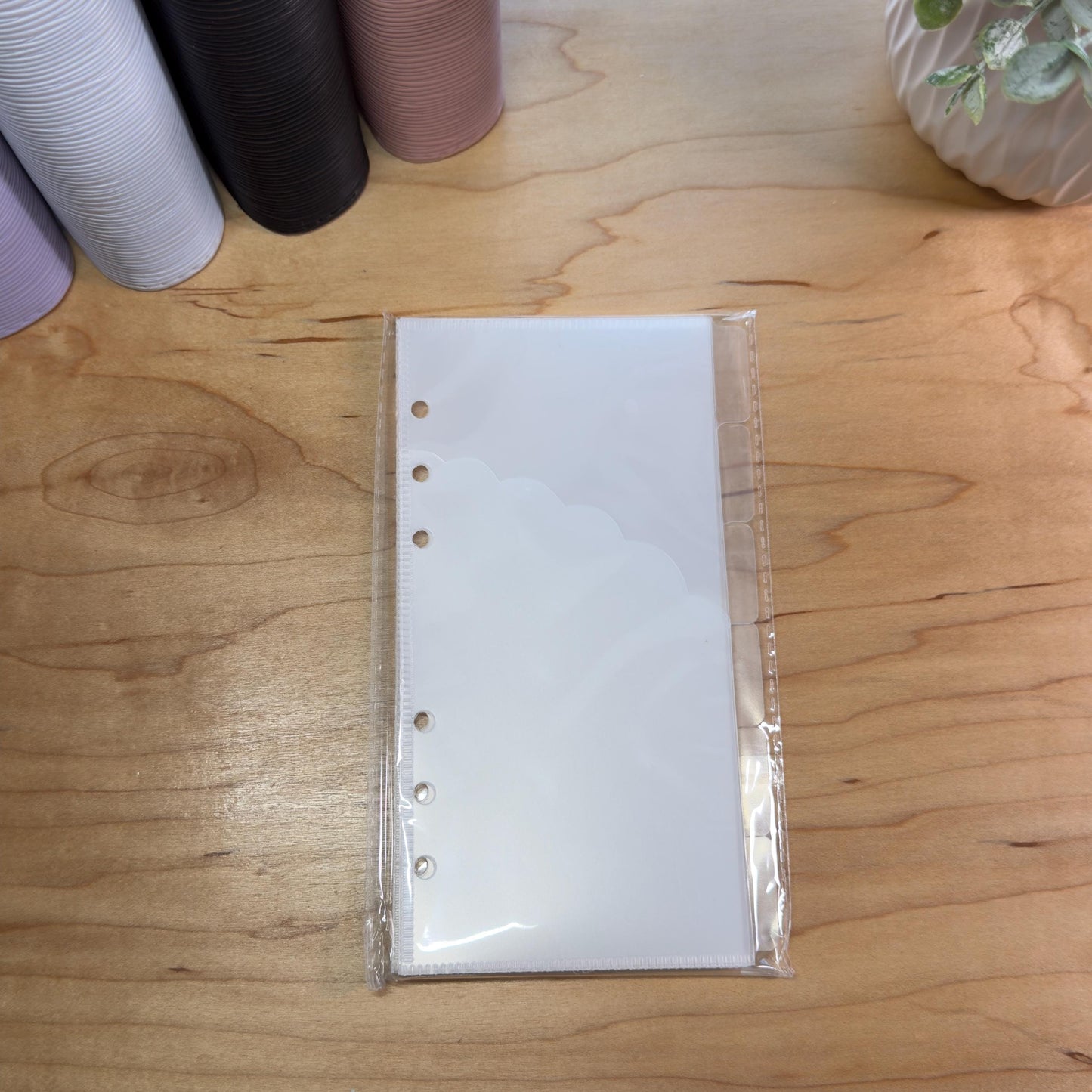 A6 Scalloped Pocket Envelopes | 2-Pocket Binder Inserts | Clear • White • Pink | Reinforced Edges | Cash Stuffing |