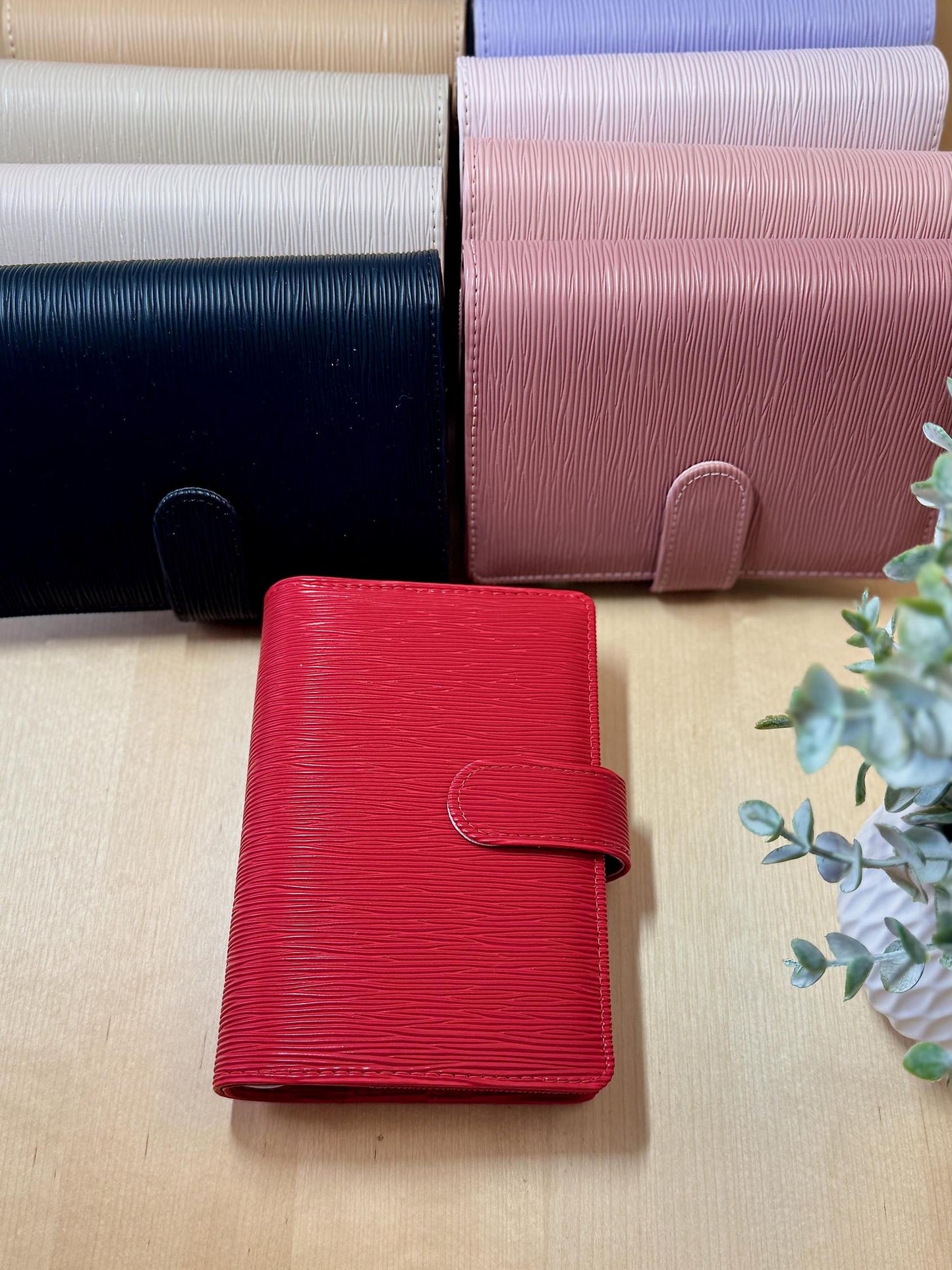 A6 Saffiano Budget Binder: Gold Rings, Buckle Closure & Inner Zipper Pocket | 22 Colors