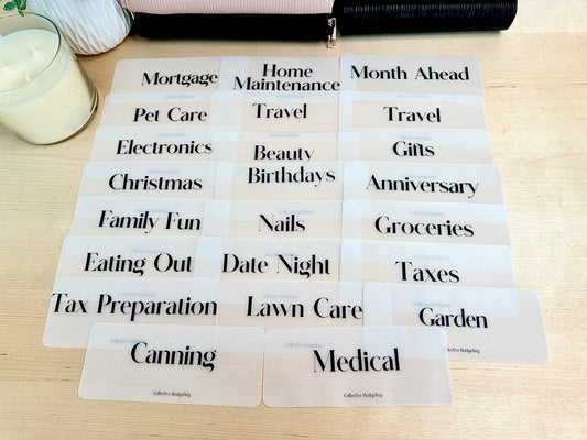 Cash Envelope Placeholders: Laminated Vellum  Budgeting Inserts