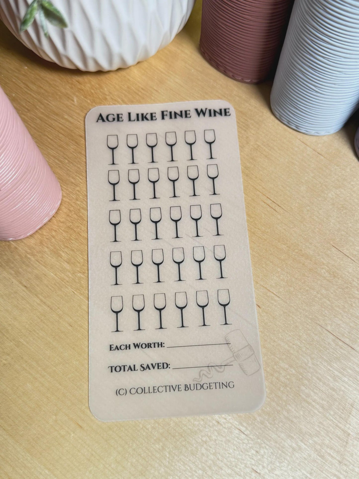 Age Like Fine Wine Savings Challenge Tracker: Save Your Age | Laminated Vellum