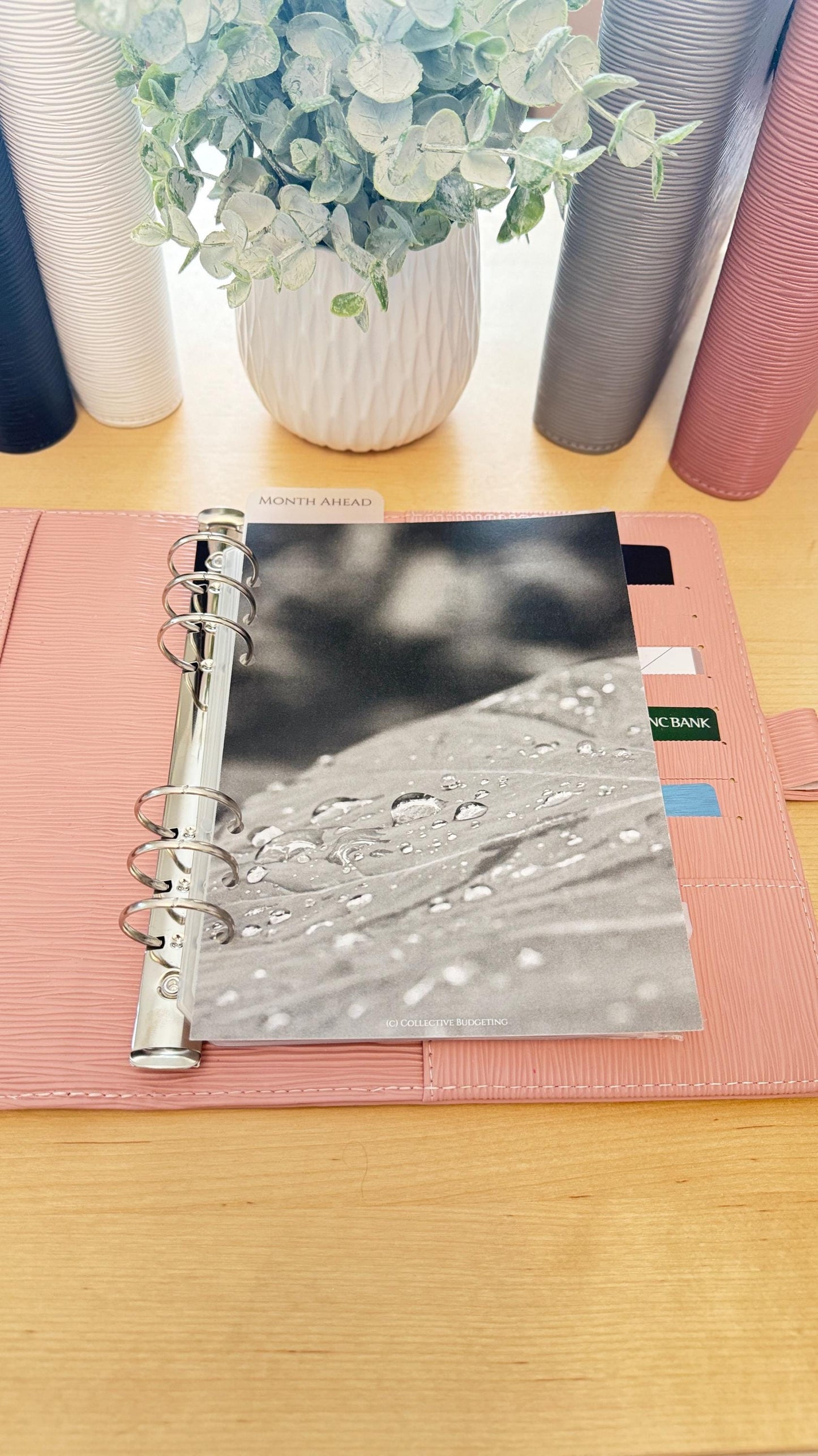 Raindrops on Leaf Budget Binder Dashboard: A5 A6 Cash Stuffing Insert