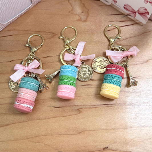 Budget Binder Charm | Macaron Keychain Accessory | Paris Planner Charm with Bow & Coin