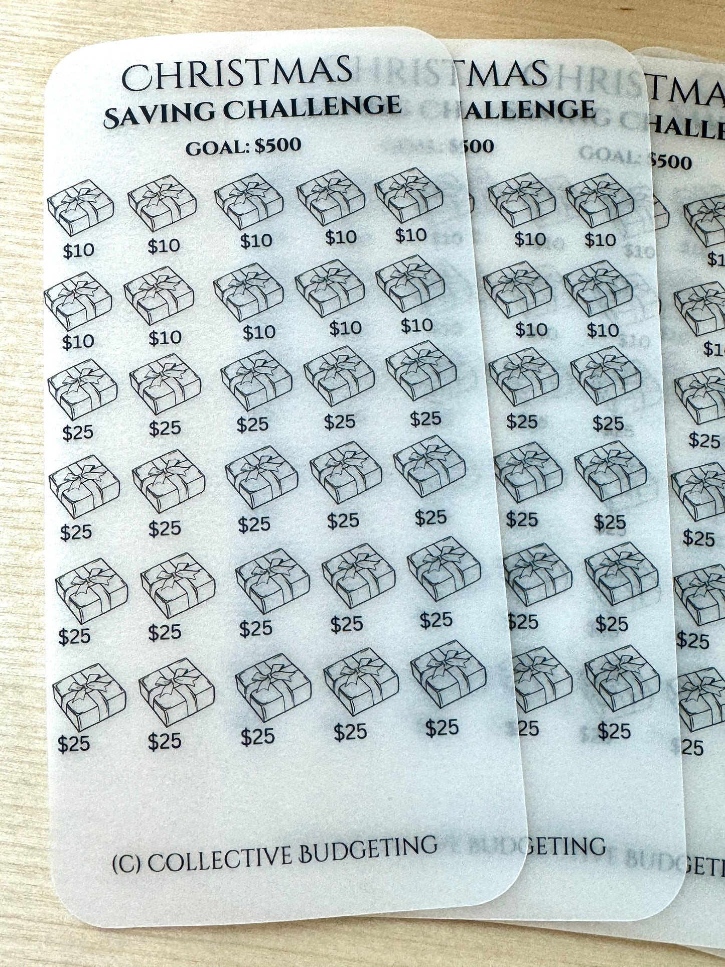 Christmas Savings Challenge Tracker: Gifts, Food & Holiday Fun | Laminated Vellum