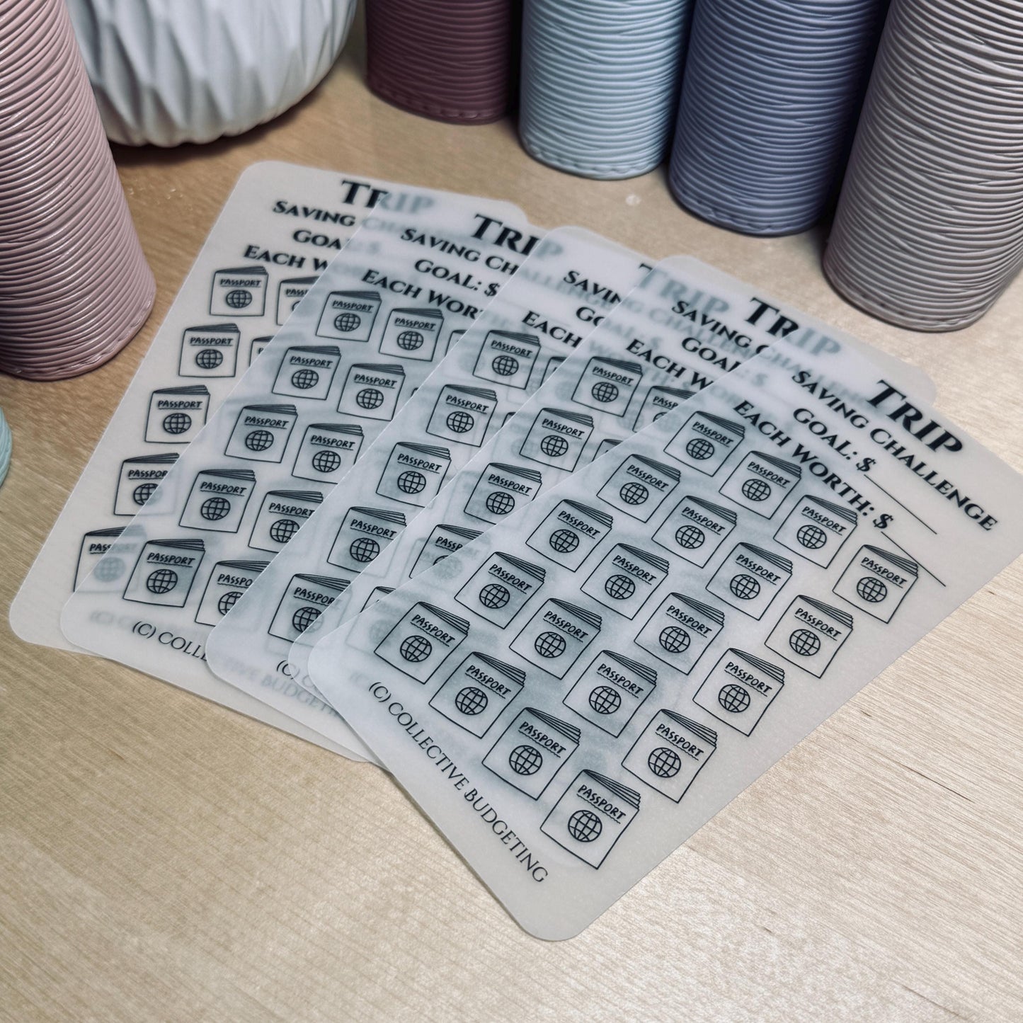 Trip Savings Challenge: Laminated Vellum  Cash Tracker for Budgeting