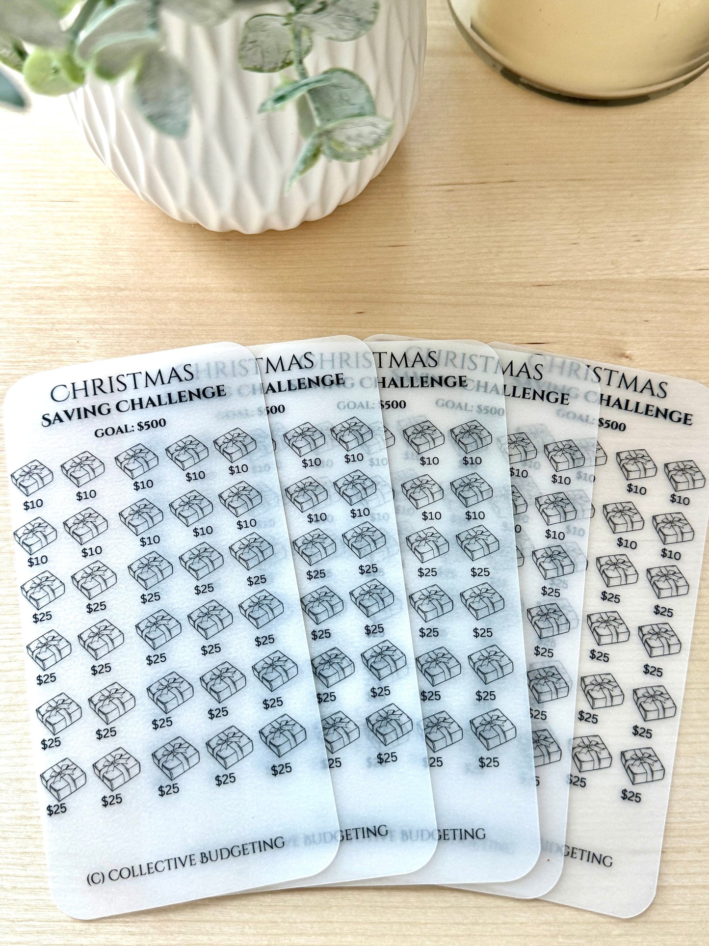 Christmas Savings Challenge Tracker: Gifts, Food & Holiday Fun | Laminated Vellum