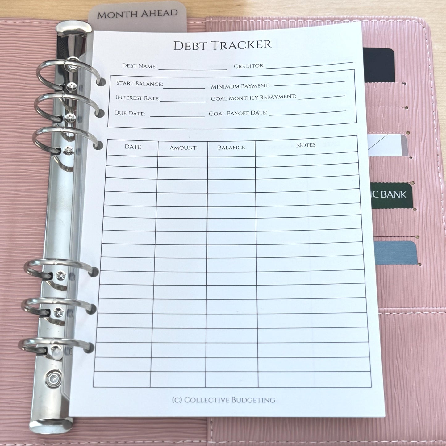 A5 Debt Tracker Budget Binder Insert: Loan Payoff & Cash Stuffing Tool