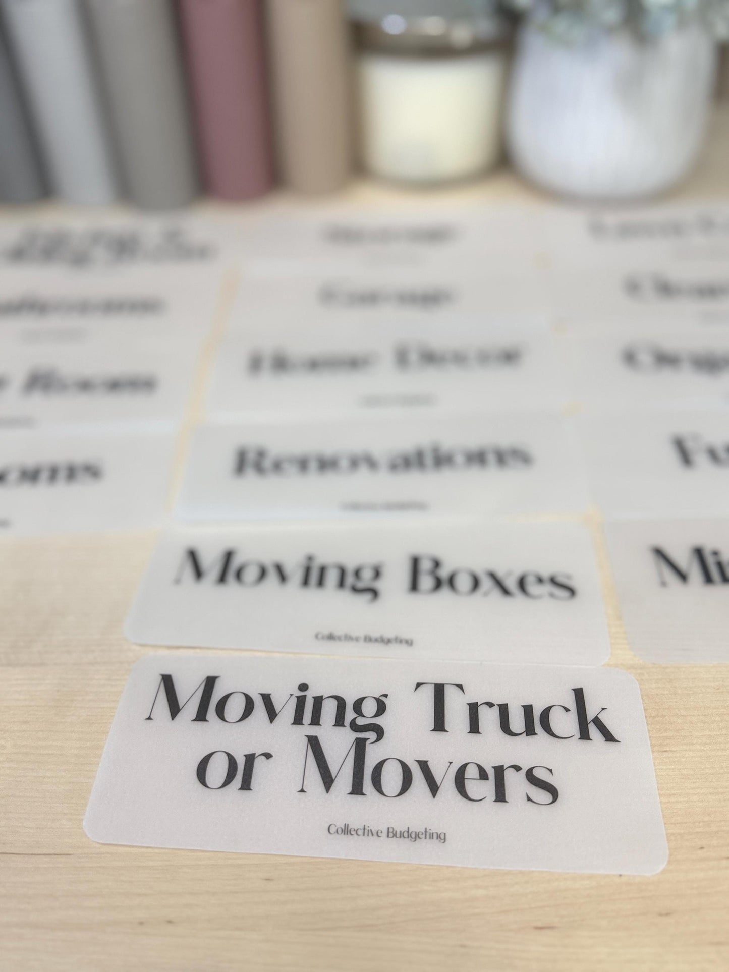 Cash Envelope Inserts: Moving Budget Organizer, Laminated VellumDave Ramsey Method