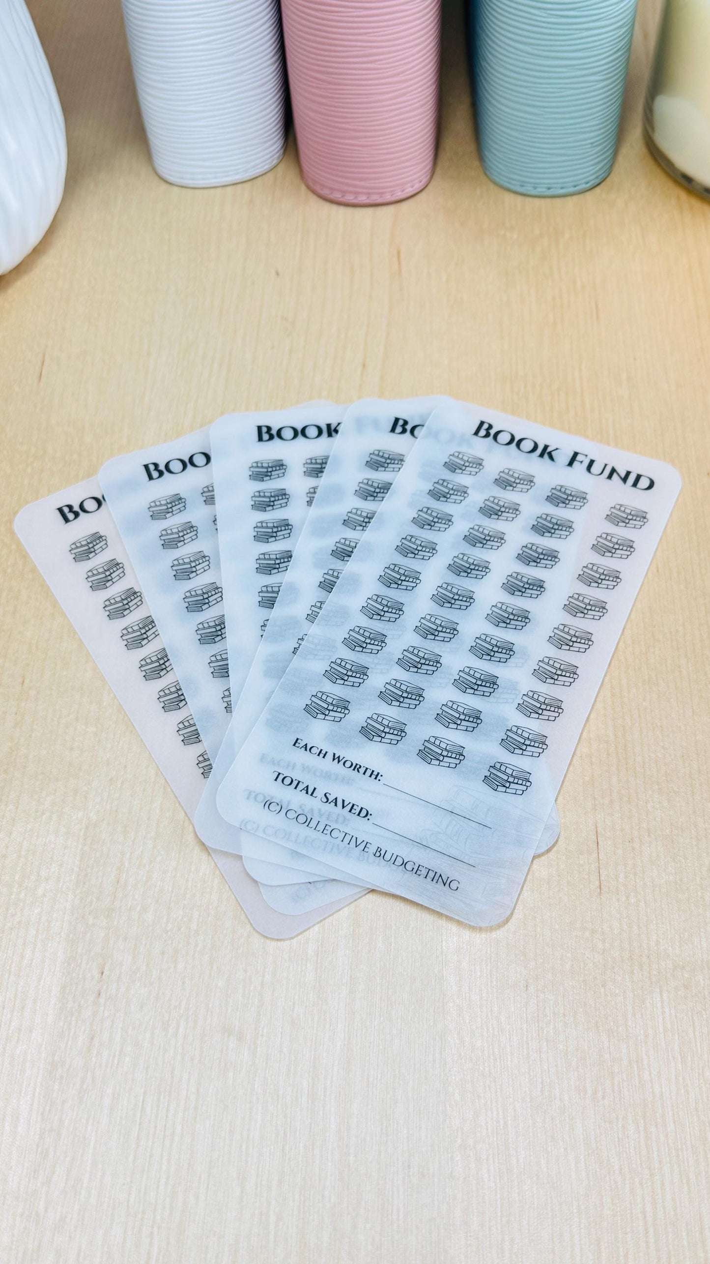 Book Fund Savings Challenge: Laminated Vellum Cash Tracker for A6 Binders