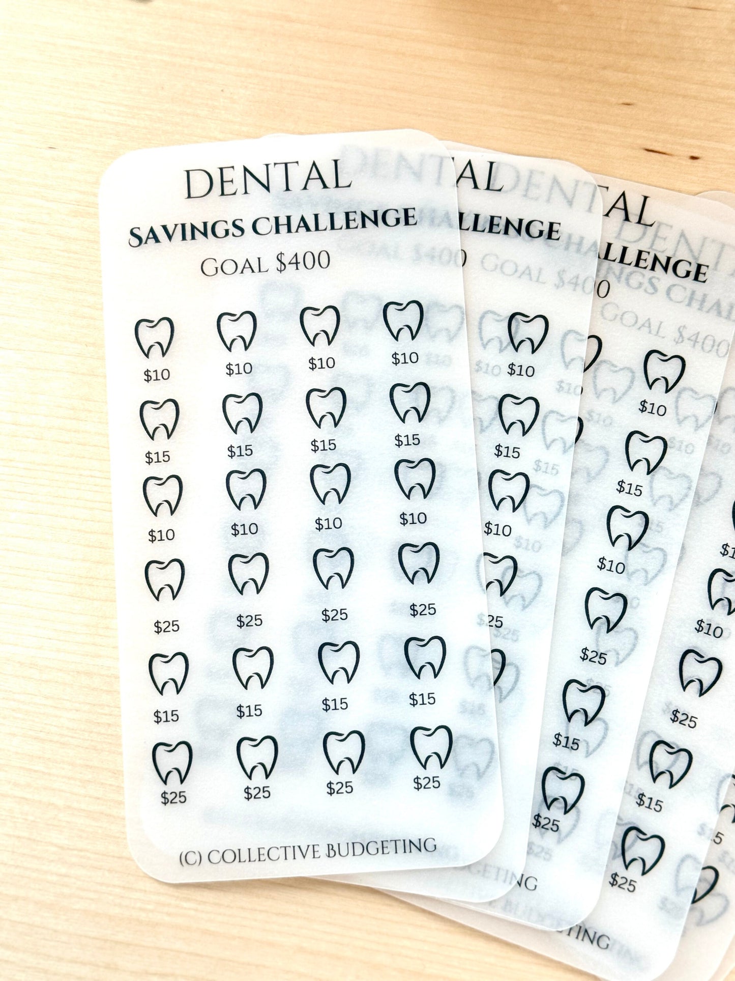 Dental Savings Challenge Tracker: Braces, Cleanings & Dental Costs | Laminated Vellum