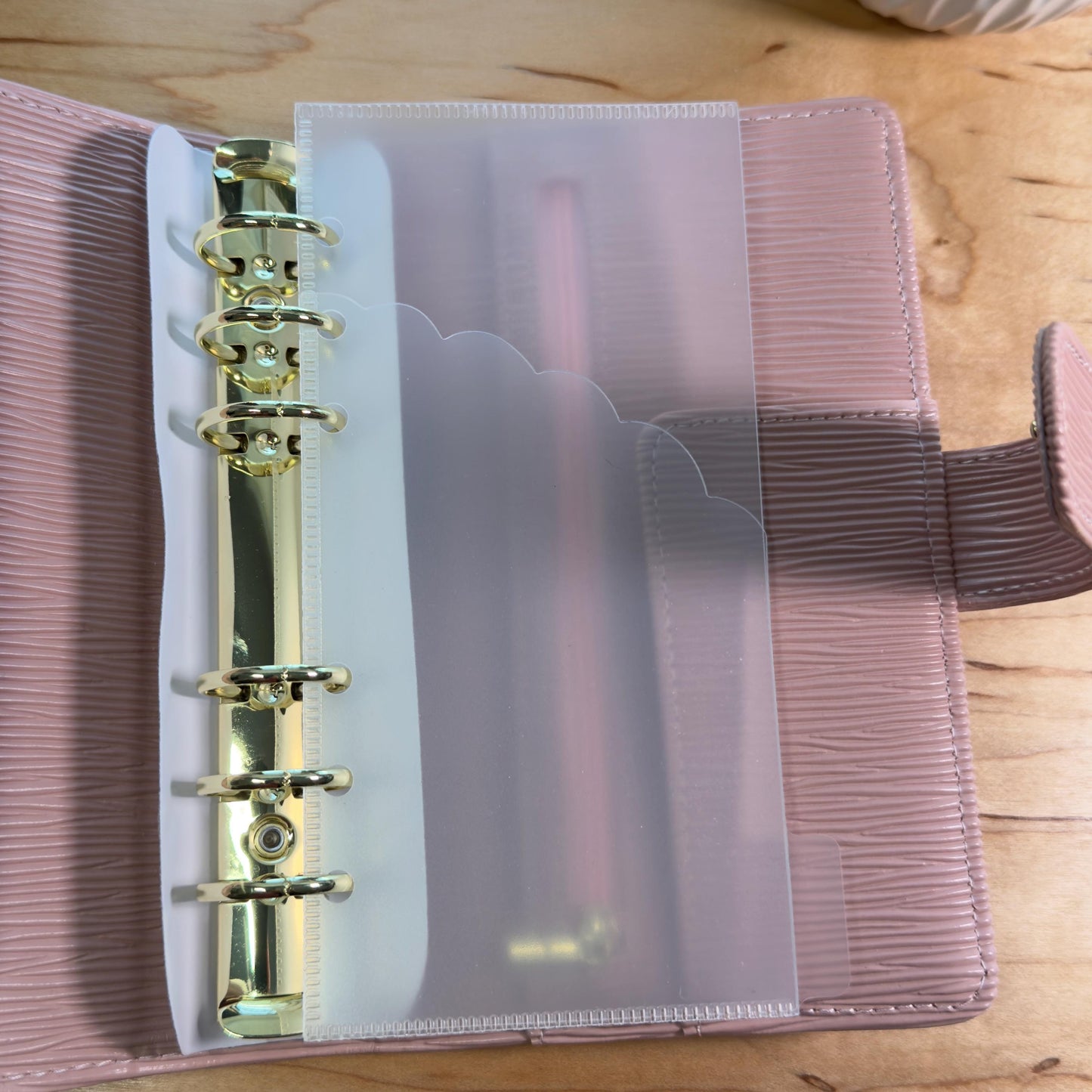 A6 Scalloped Pocket Envelopes | 2-Pocket Binder Inserts | Clear • White • Pink | Reinforced Edges | Cash Stuffing |