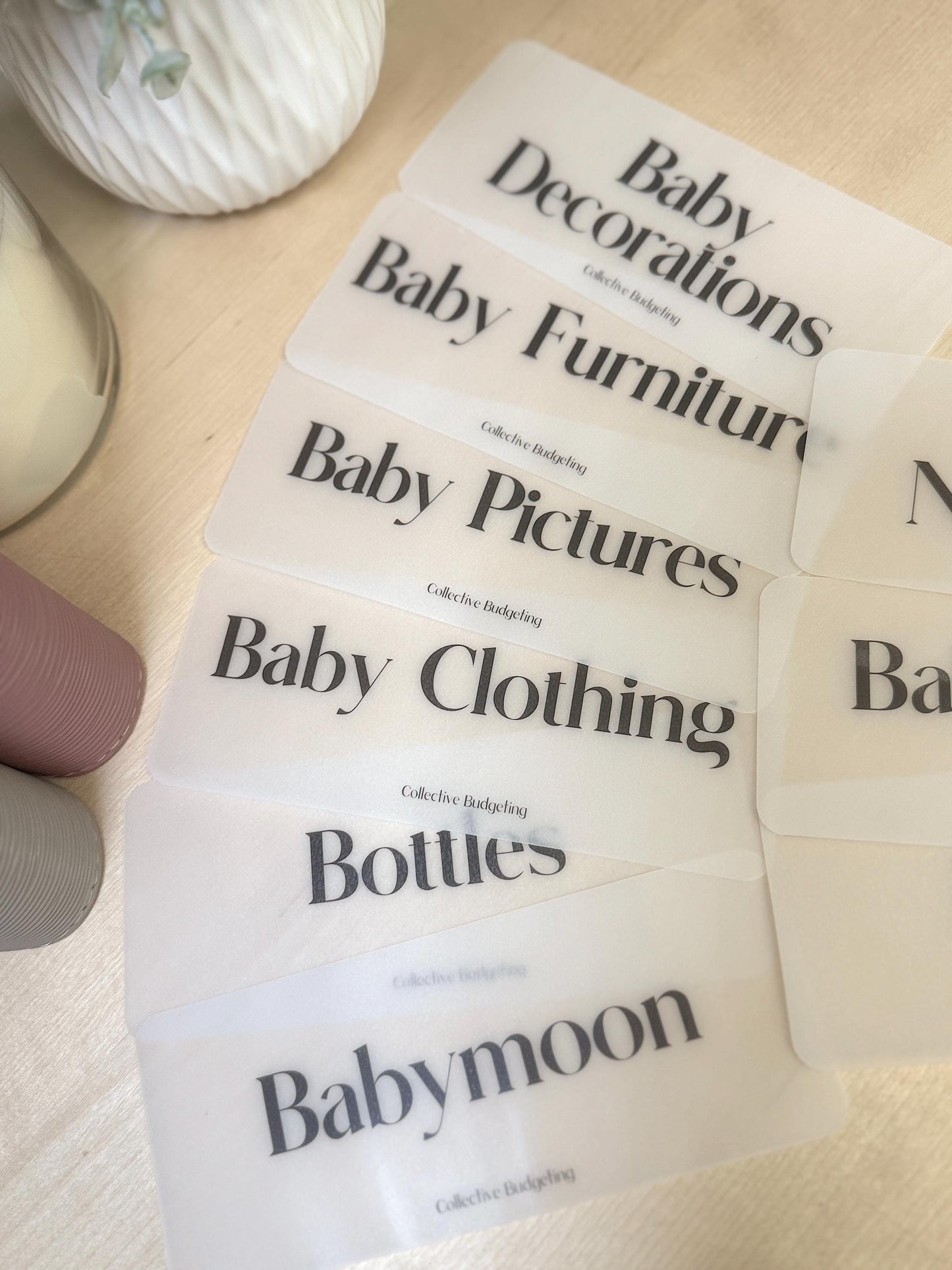 Baby Cash Envelope Inserts: Vellum Budgeting Placeholders