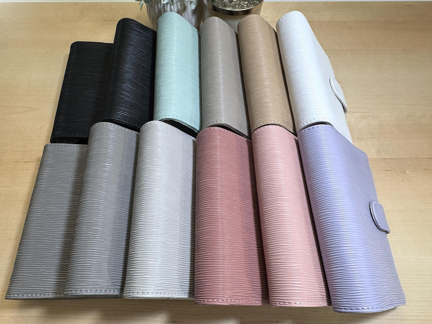 A6 Epi Saffiano Budget Binder: Silver Rings, Card Slots & Pen Loop | Cash Envelope System