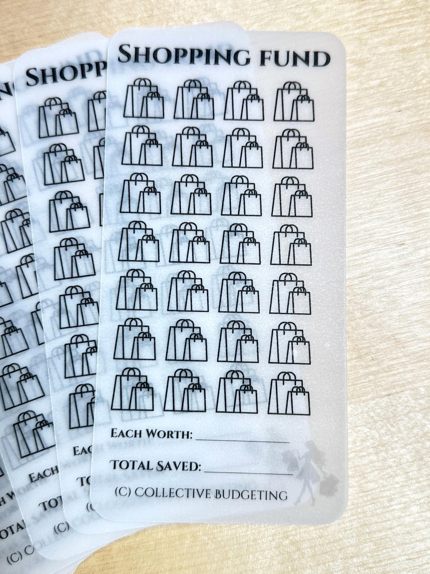 Shopping Fund Savings Challenge: Reusable Cash Laminated Vellum Tracker