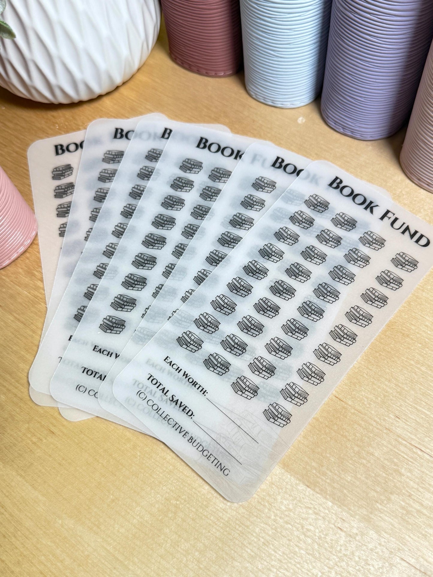 Book Fund Savings Challenge: Laminated Vellum Cash Tracker for A6 Binders