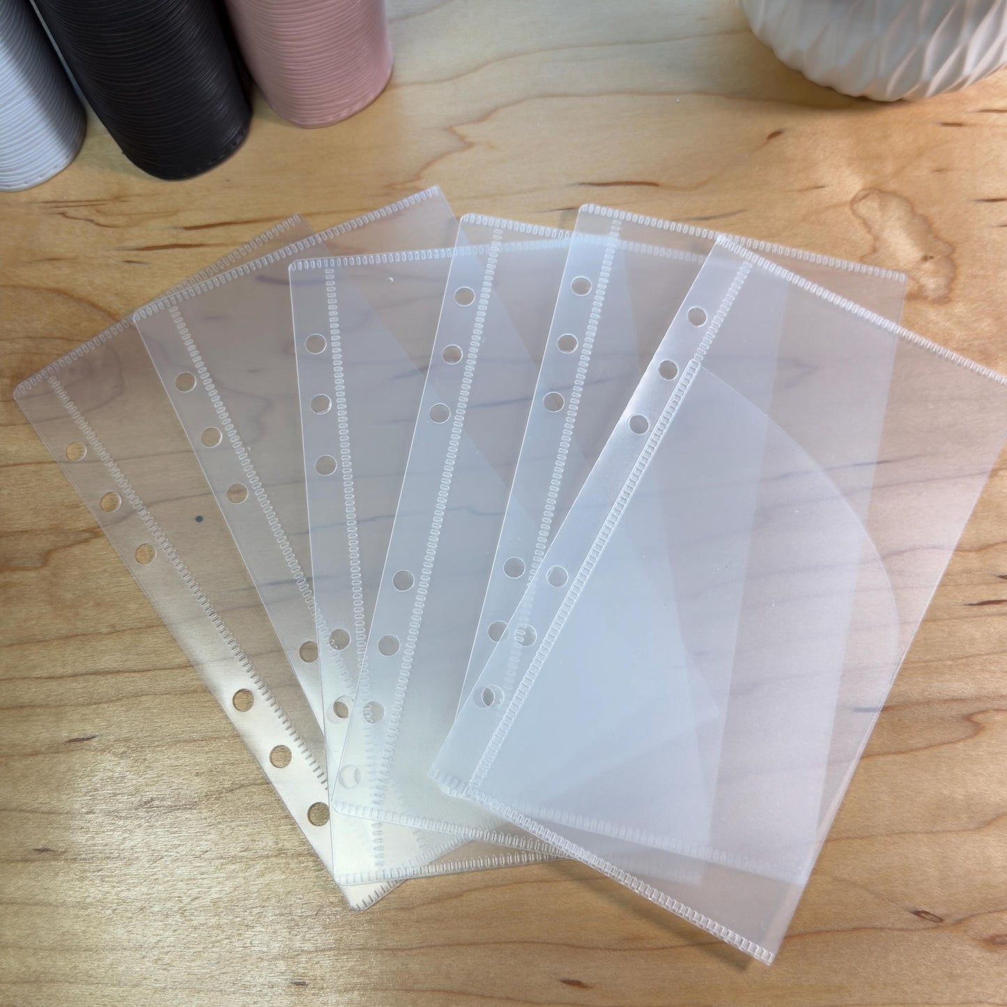 A6 Curved Pocket Envelopes | 2-Pocket Binder Inserts | Set of 6 | Reinforced | 5 Colors |