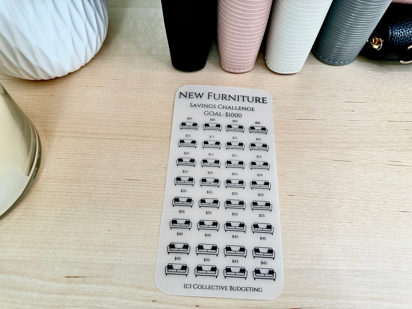 Furniture & Home Decor Savings Challenge Tracker: Laminated Vellum