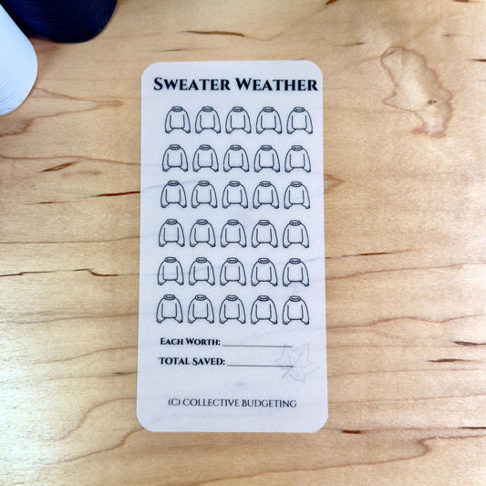 Sweater Weather Savings Challenge | Laminated Budget Tracker Card | Cash Stuffing Envelope Insert | Reusable