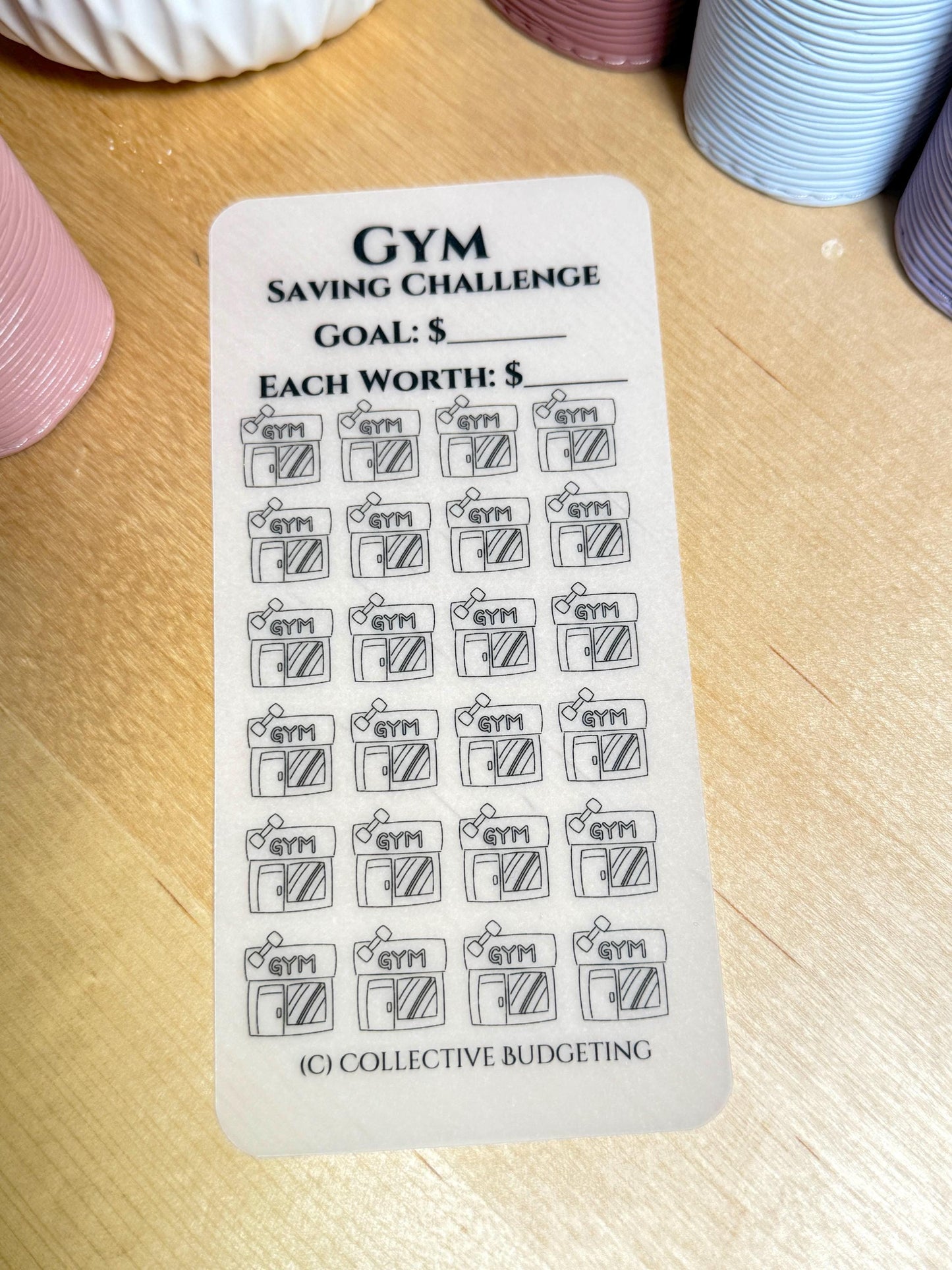 Gym Savings Challenge: Laminated Vellum Cash Tracker for Fitness Goals