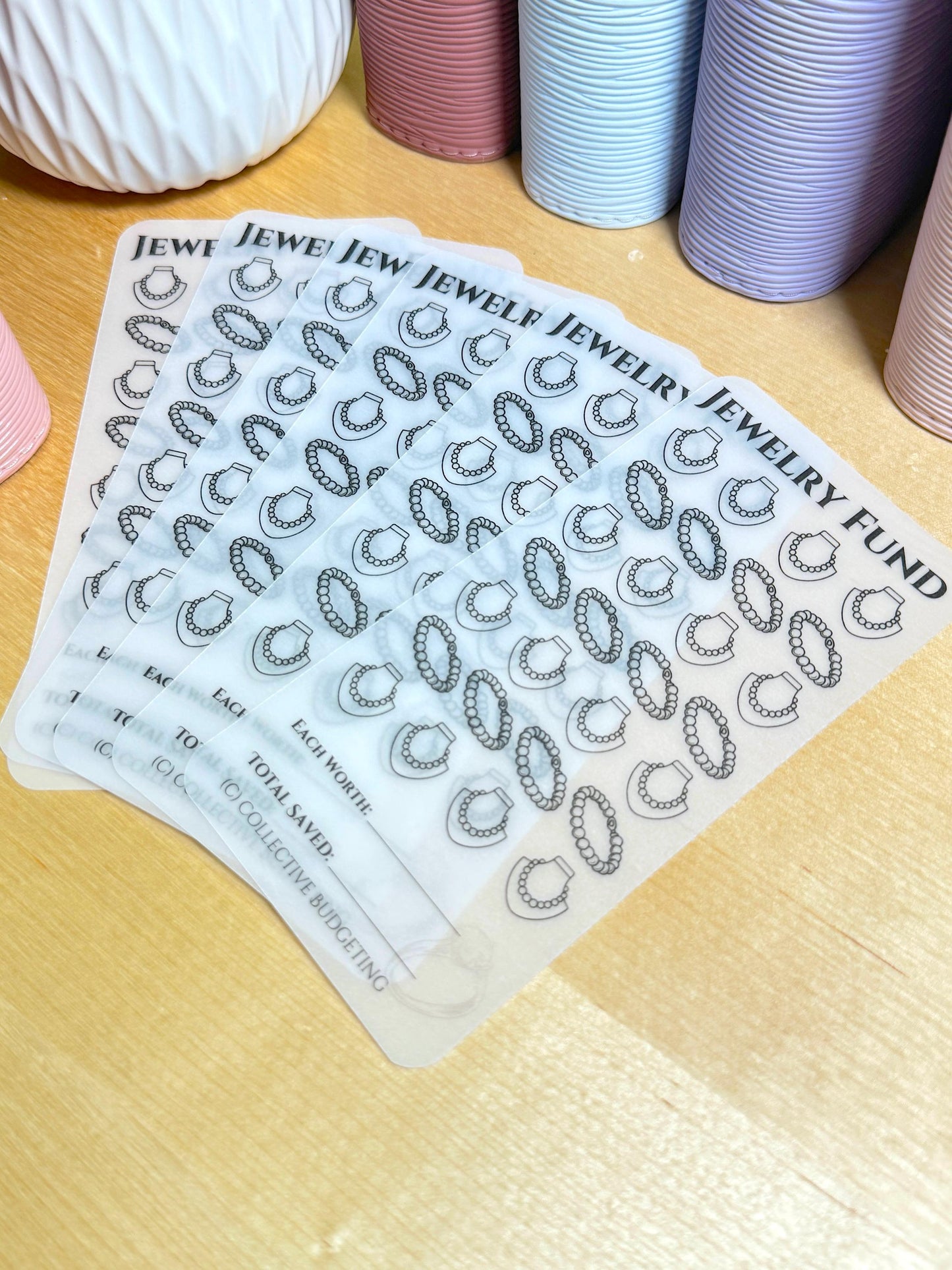 Jewelry Fund Savings Challenge: Laminated Vellum Cash Tracker