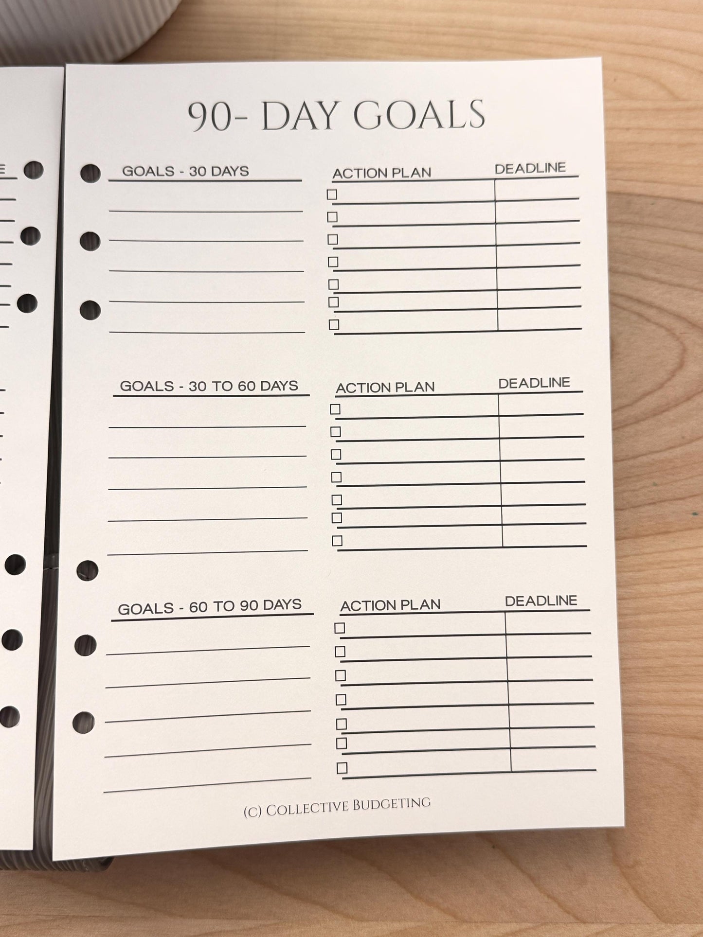 A5 90 Day Planning Insert | Tracker | Cash Stuffing Budget Binder Tool