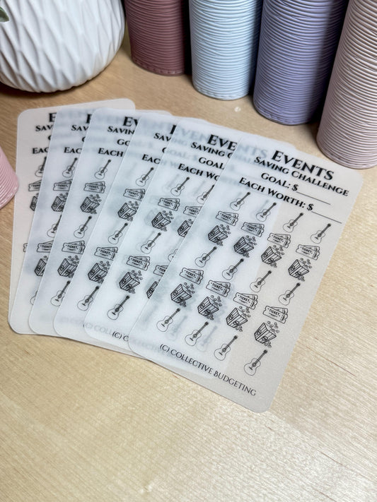 Events Savings Challenge: Laminated Vellum  for Concerts, Travel, Nights Out