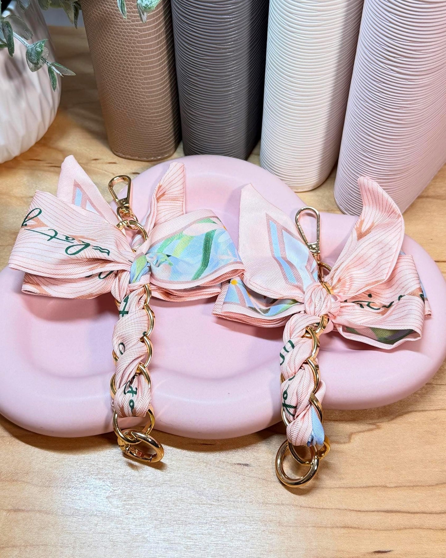 Braided Bow Planner Charms | A5 A6 A7 Budget Binder Accessory | Gold Ring Keychain Charms