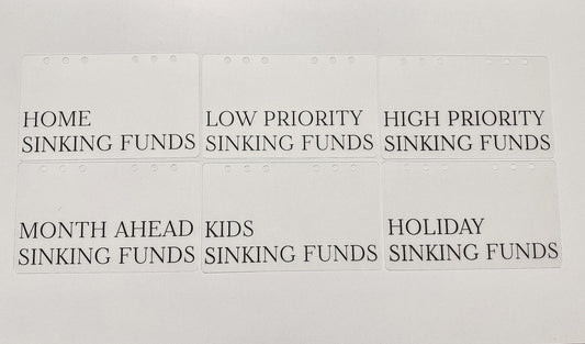 A6 Budget Binder Dashboards Dividers:  Laminated Vellum  Minimalist Sinking Funds Dashboards