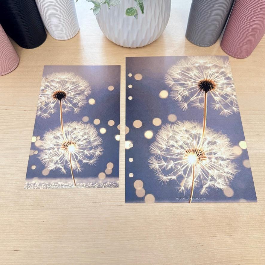 Wishing Flower Budget Binder Dashboard: Floral Decorative Cover Insert | A5 A6