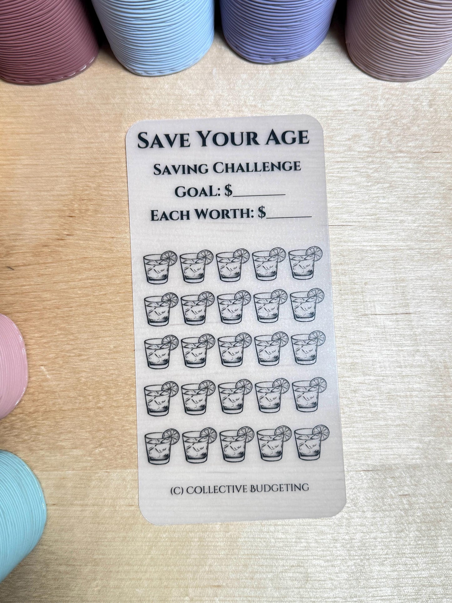 Age Like Fine Wine Savings Challenge Tracker: Save Your Age | Laminated Vellum