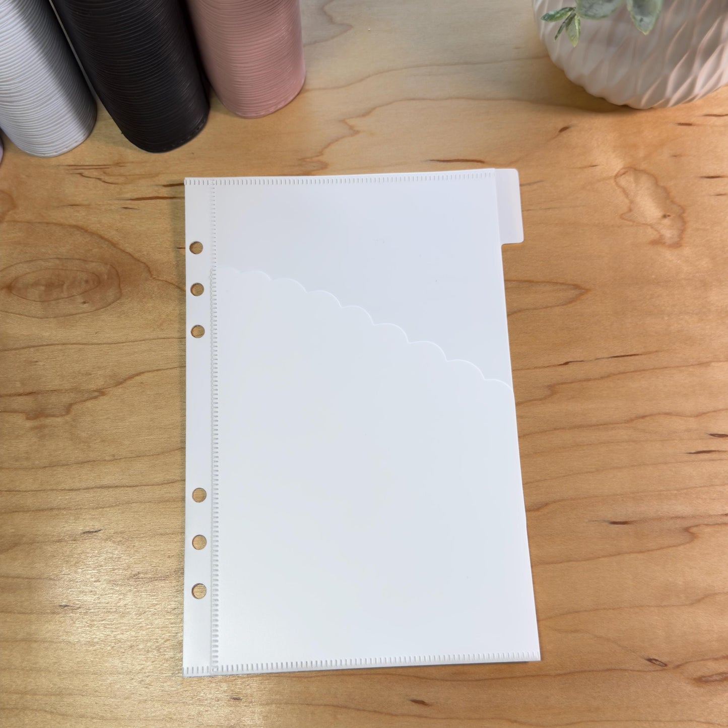 A5 Scalloped Pocket Envelopes | 2-Pocket Binder Inserts | Set of 6 + Labels | Clear • Pink • White |