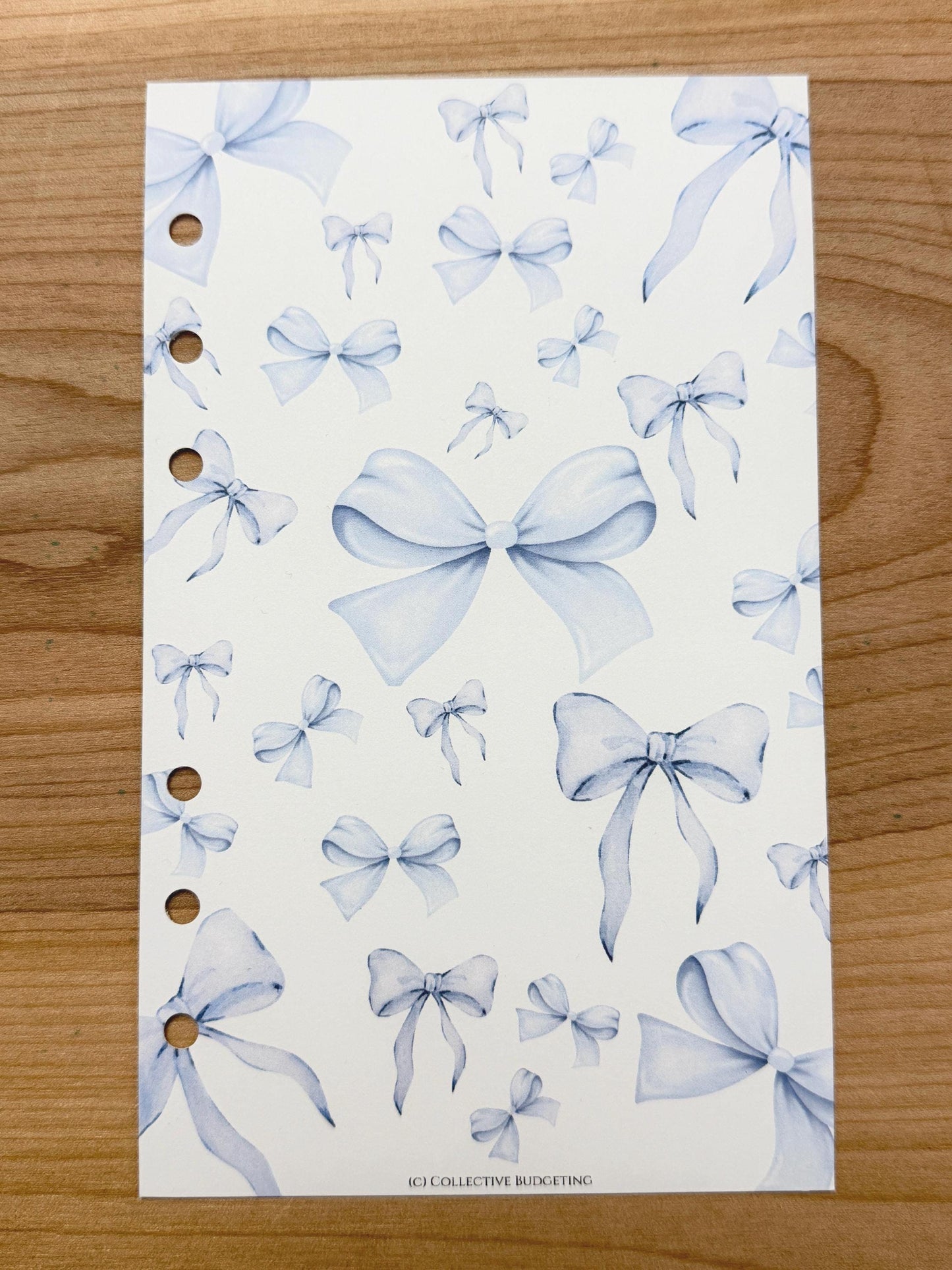 Blue Bow Budget Binder Dashboard: Decorative Cover Insert | A5 A6 Cash Envelope Binder