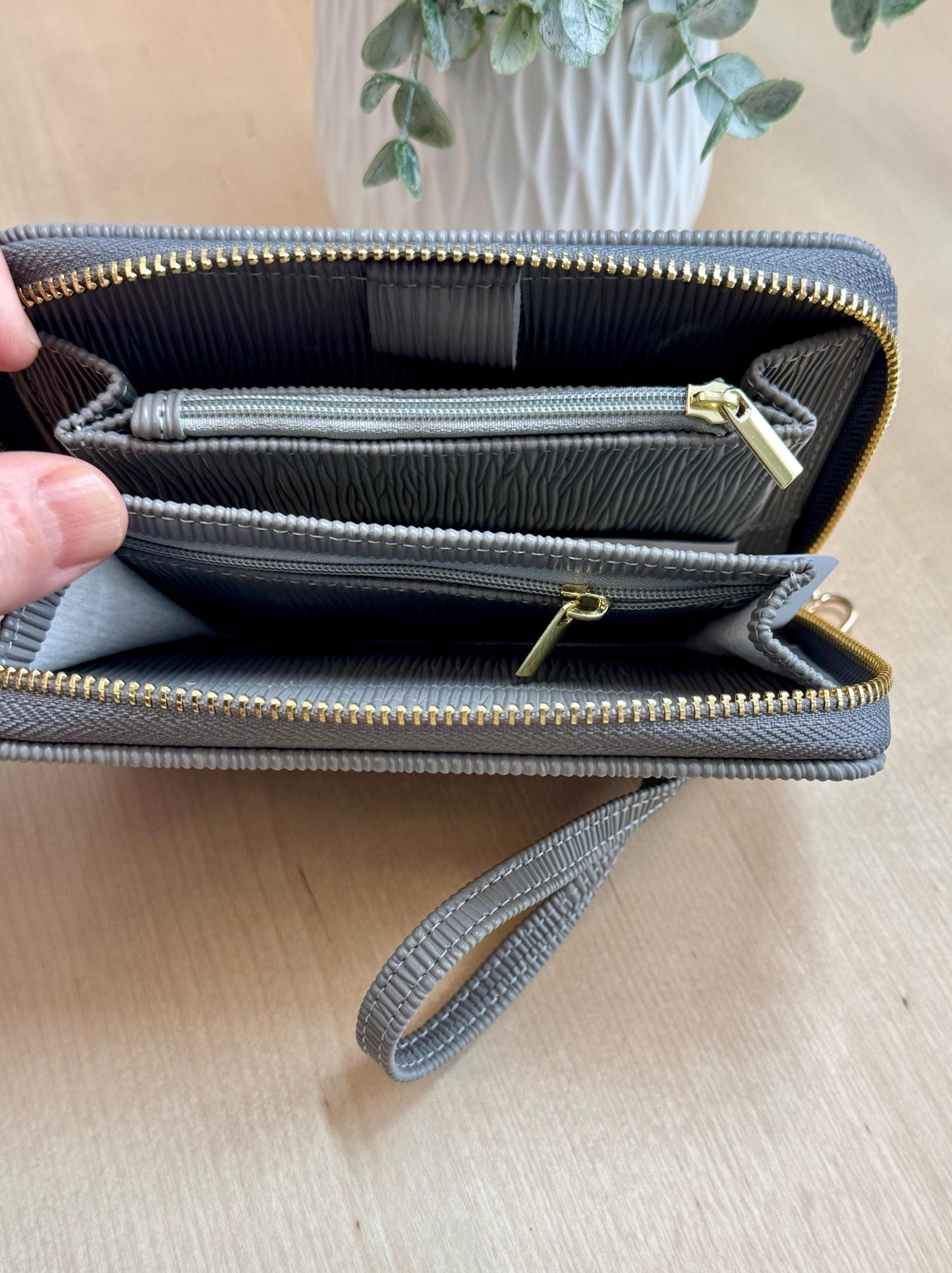 A7 Zippy Faux Leather Budget Wallet: Zipper Closure & Wrist Strap | Cash Stuffing Organizer