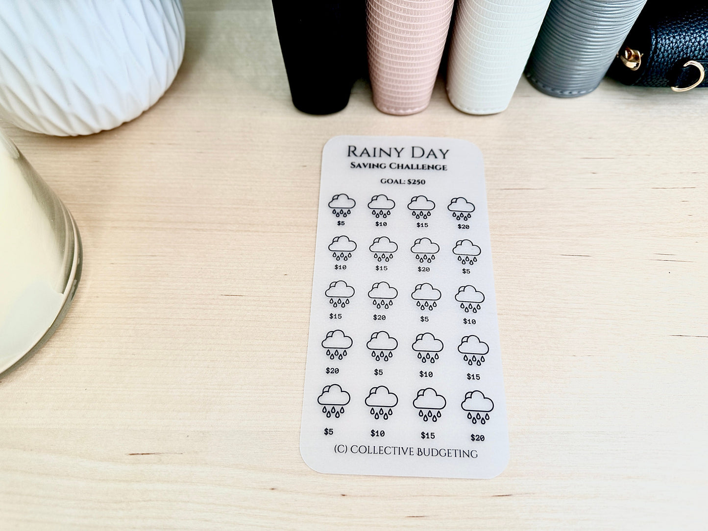 Rainy Day Emergency Fund Tracker: Car Repairs & Surprise Expenses | Laminated Vellum