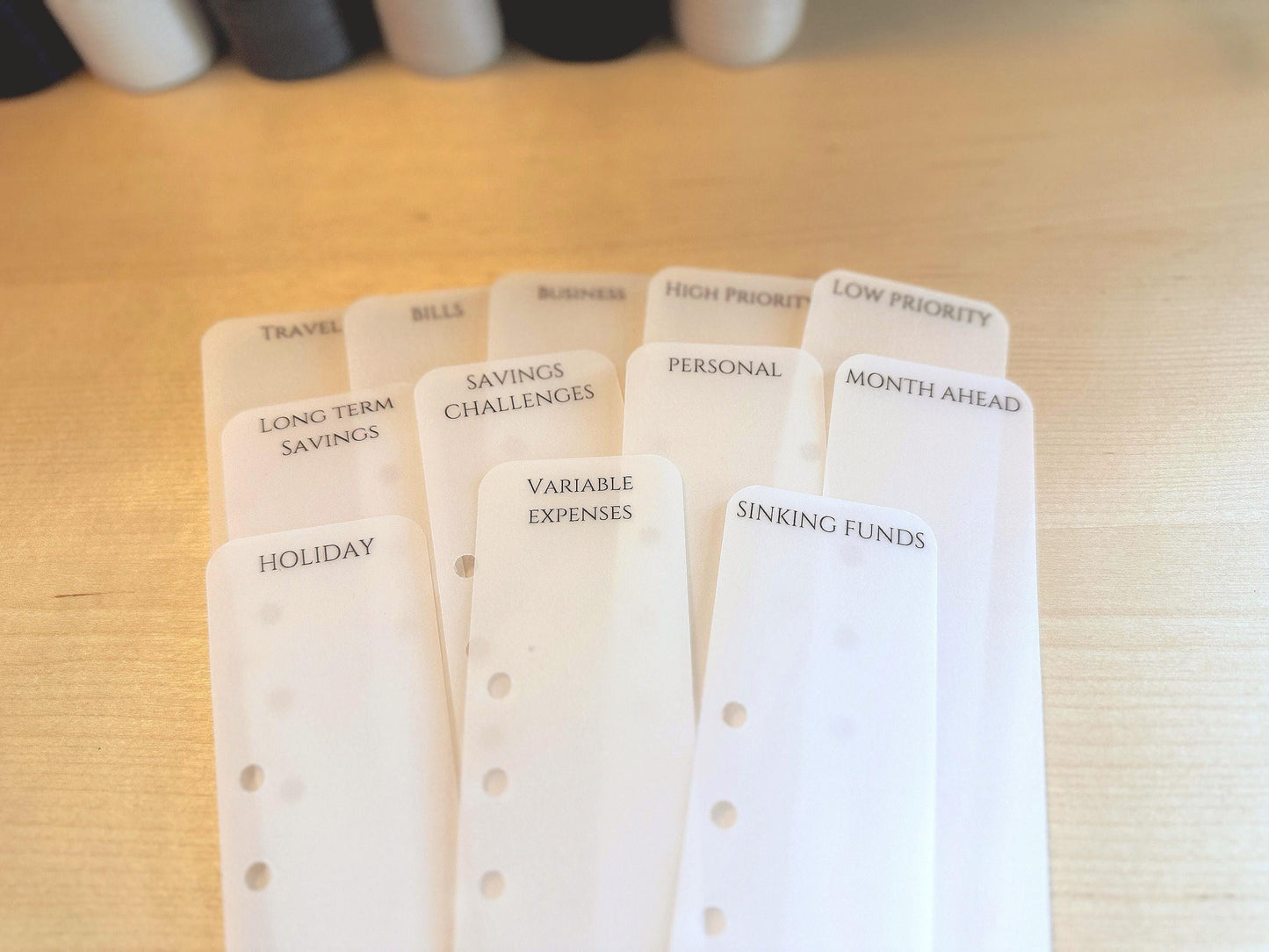 A6 Budget Binder Bookmark: Laminated Vellum Peekaboo Tab, Planner Accessory