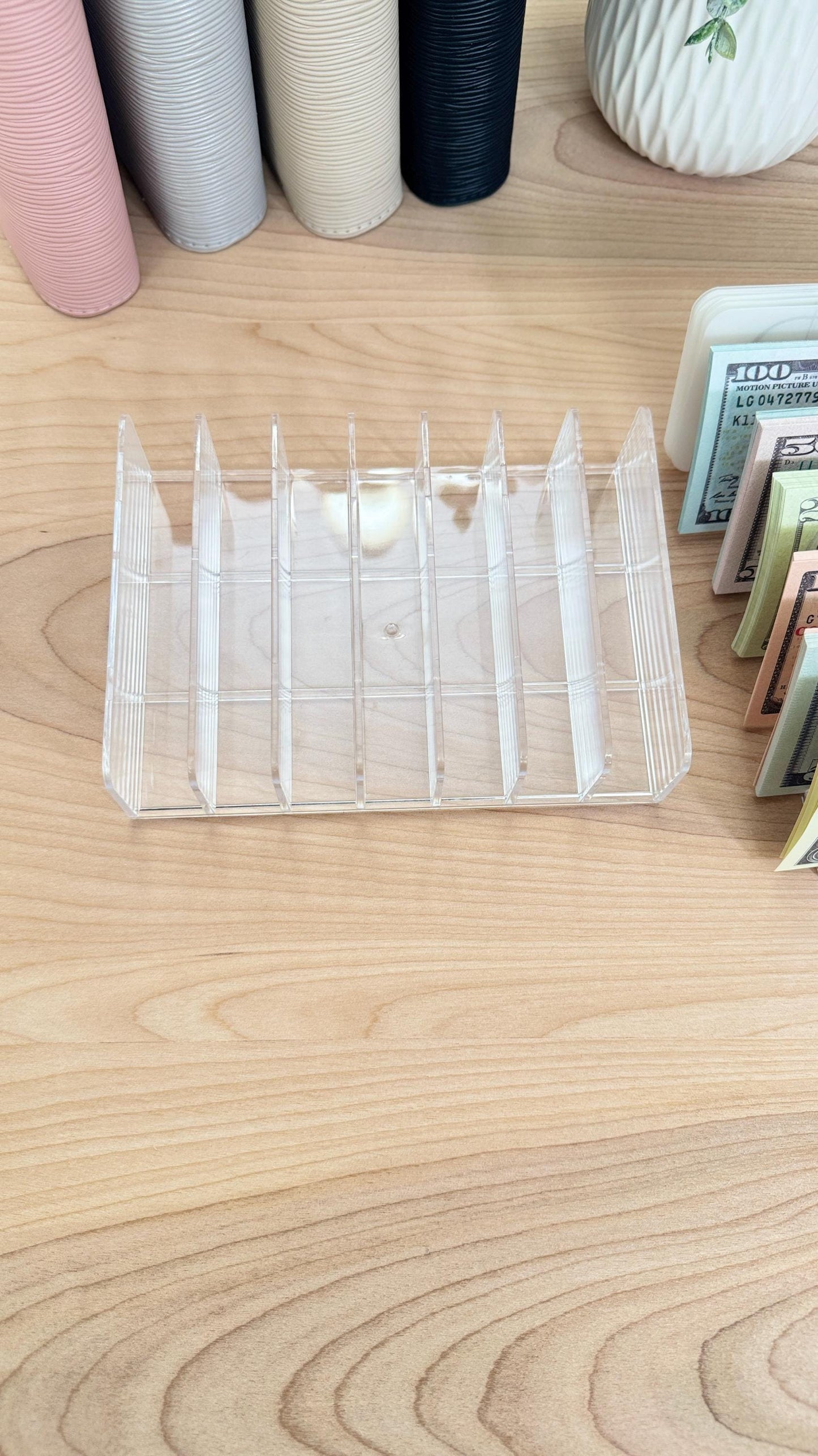 Acrylic Cash Envelope Organizer Tray: Budgeting System, Desktop Storage