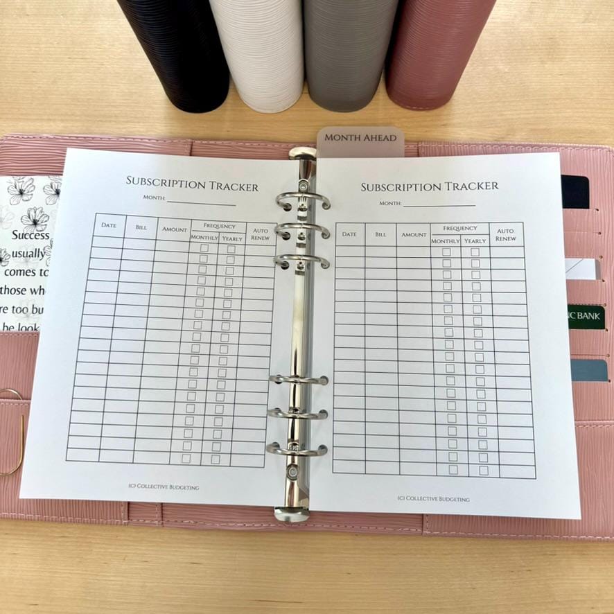 A5 Subscription Tracker Insert: Double-Sided Budget Planner Page