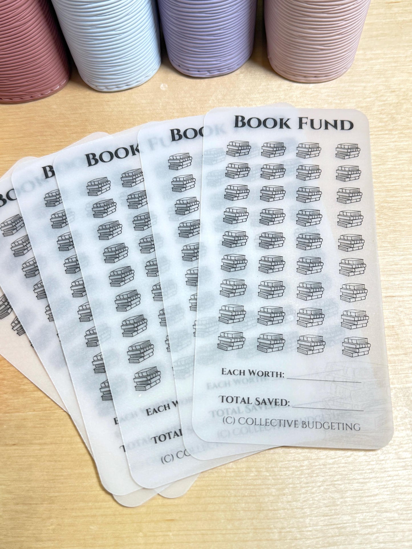 Book Fund Savings Challenge: Laminated Vellum Cash Tracker for A6 Binders