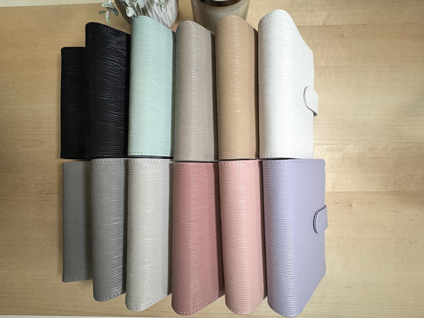 A6 Epi Saffiano Budget Binder: Silver Rings, Card Slots & Pen Loop | Cash Envelope System